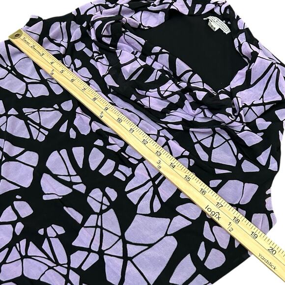 Dana Buchman Sleeveless Cowl Neck Blouse Top L Large Purple Black Abstract Ruch - Picture 5 of 8